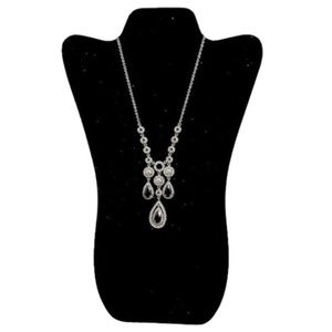 Vtg 80s Monet Gun Metal Faceted Crystal Rhinestone Necklace